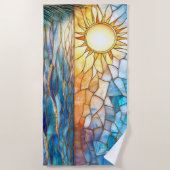 Stained Glass Ocean Sunset Beach Towel Strandlaken (Voorkant)