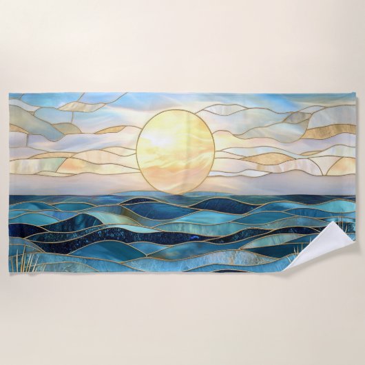 Stained Glass Ocean Sunset Beach Towel Strandlaken (Voorkant)