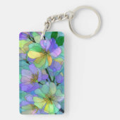 Stained Glass Ocean Waves Artistic Coastal pastel Sleutelhanger (achterkant)