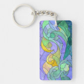 Stained Glass Ocean Waves Artistic Coastal pastel Sleutelhanger (Voorkant)