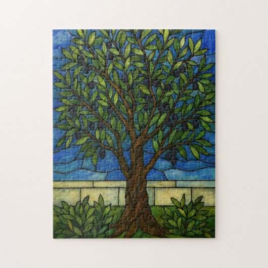 Stained Glass Olive Tree Jigsaw Puzzle – Nature Legpuzzel (Verticaal)