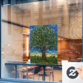Stained Glass Olive Tree Nature Art Eco Gift Raamsticker (Cafe Raam)