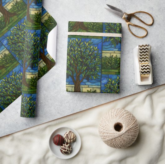 Stained Glass Olive Tree Wrapping Paper – Nature  Cadeaupapier (Crafts)