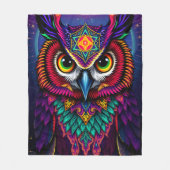 Stained Glass Owl Art: Geometric Jewel Tones Fleece Deken (Voorkant)