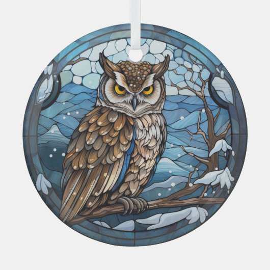 Stained Glass Owl Glas Ornament (Voorkant)