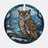 Stained Glass Owl Glas Ornament (Achterkant)