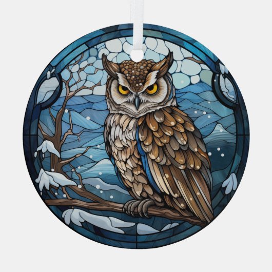 Stained Glass Owl Glas Ornament (Achterkant)