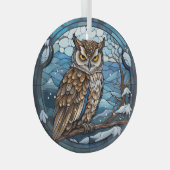 Stained Glass Owl Glas Ornament (Voorkant Rechts)