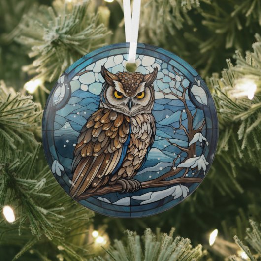 Stained Glass Owl Glas Ornament (Insitu)