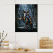 Stained Glass Owl Moonlight Poster (Keuken)