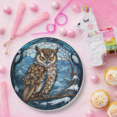 Stained Glass Owl Papieren Bordje (Feest)