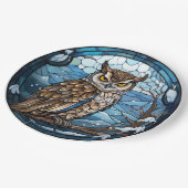 Stained Glass Owl Papieren Bordje (Gekanteld)