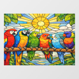 Stained-Glass Parrots Home Window Cling Raamsticker