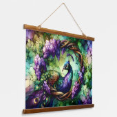 Stained Glass Peacock Floral Wreath Art Hangend Wandkleed (Gebogen)