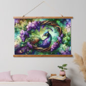 Stained Glass Peacock Floral Wreath Art Hangend Wandkleed (Slaapkamer)