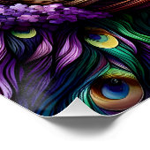 Stained Glass Peacock Floral Wreath Art Perfect Poster (Hoek)