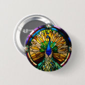 Stained Glass Peacock Ronde Button 5,7 Cm (Voorkant /achterkant)