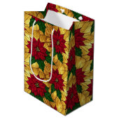 Stained Glass Poinsettia Elegant Christmas Medium Cadeauzakje (Voorkant Gekanteld)