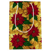 Stained Glass Poinsettia Elegant Christmas Medium Cadeauzakje (Voorkant)