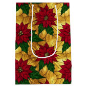 Stained Glass Poinsettia Elegant Christmas Medium Cadeauzakje (Achterkant)