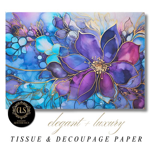 Stained Glass Purple Blue Florals Luxe Aesthetics Tissuepapier