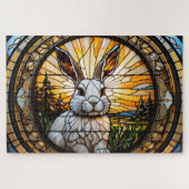 Stained-glass rabbit jigsaw puzzle legpuzzel (Horizontaal)