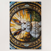 Stained-glass rabbit jigsaw puzzle legpuzzel (Verticaal)