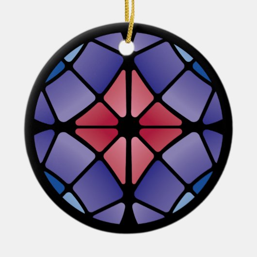 Stained Glass (Radial - Midnight) Keramisch Ornament (Voorkant)