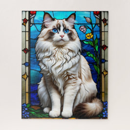 Stained Glass Ragdoll Cat Jigsaw Puzzle Legpuzzel