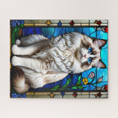 Stained Glass Ragdoll Cat Jigsaw Puzzle Legpuzzel (Horizontaal)