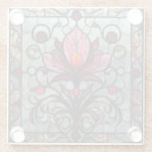 Stained Glass Red Pink Flower Glazen Onderzetter (Achterkant)
