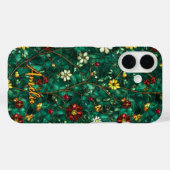 Stained glass red turquoise flowers Case-Mate iPhone case (Achterkant (horizontaal))