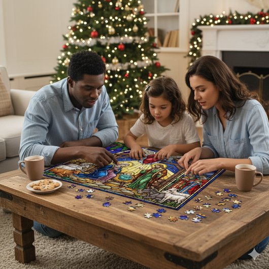 Stained Glass Religious Nativity Scene Christmas  Legpuzzel