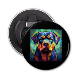 Stained Glass Rottweiler Button Flesopener