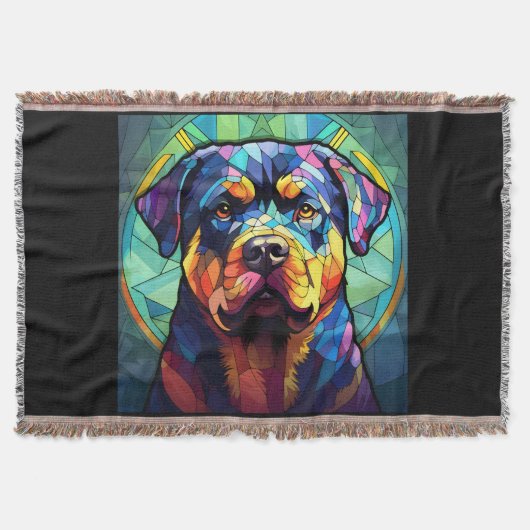 Stained Glass Rottweiler  Deken (Voorkant)