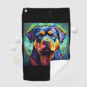 Stained Glass Rottweiler Golfhanddoek (Insitu)