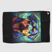 Stained Glass Rottweiler Golfhanddoek (Horizontaal)