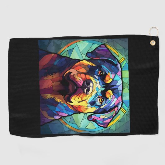 Stained Glass Rottweiler  Golfhanddoek (Horizontaal)