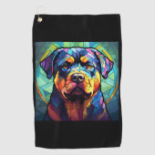 Stained Glass Rottweiler Golfhanddoek (Voorkant)