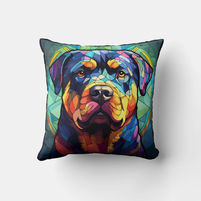 Stained Glass Rottweiler  Kussen (Achterkant)