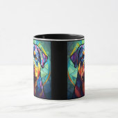 Stained Glass Rottweiler Mok (Midden)