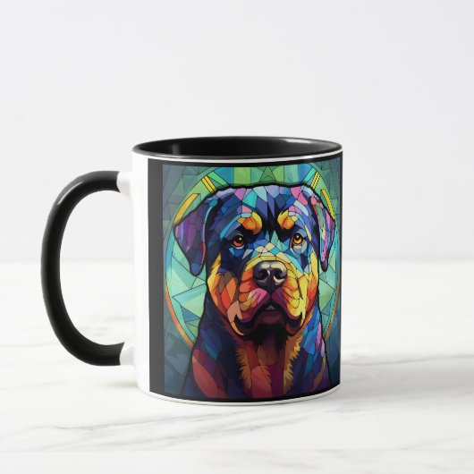 Stained Glass Rottweiler Mok (Links)