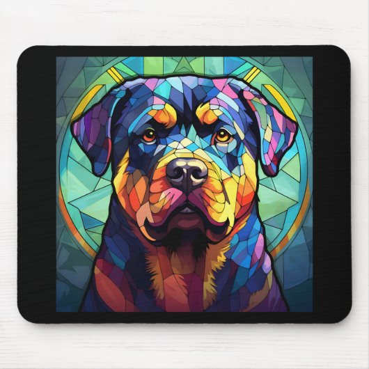 Stained Glass Rottweiler  Muismat (Voorkant)