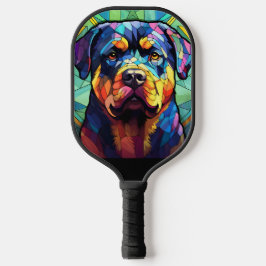 Stained Glass Rottweiler Pickleball Paddle