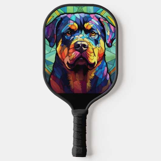 Stained Glass Rottweiler Pickleball Paddle (Achterkant)