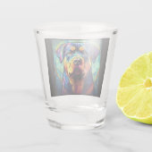 Stained Glass Rottweiler  Shot Glas (Achterkant)