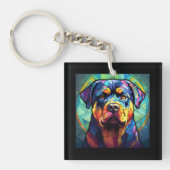 Stained Glass Rottweiler Sleutelhanger (voorkant)