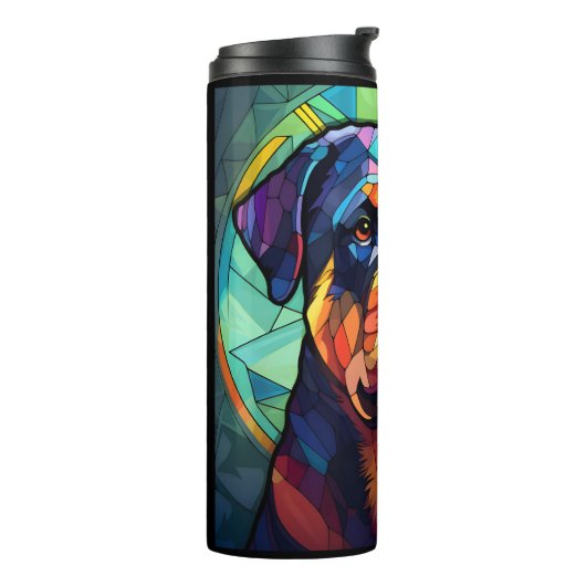 Stained Glass Rottweiler Thermosbeker (Gedraaid links)