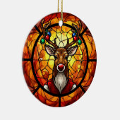 Stained Glass Rudolph Reindeer Keramisch Ornament (Rechts)