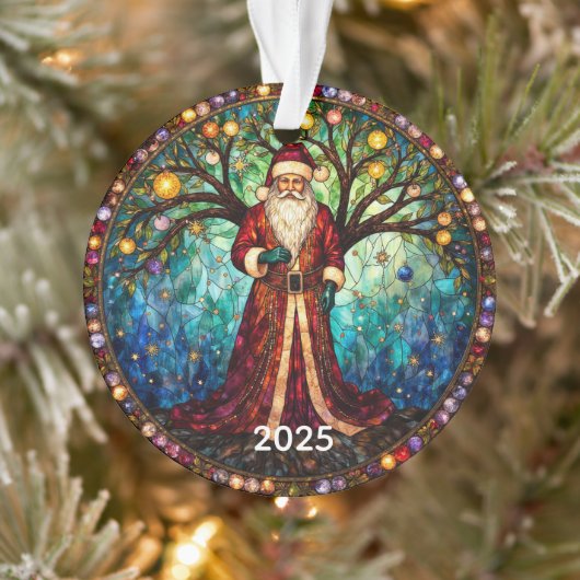Stained Glass Santa Claus Christmas Tree of Life Ornament (Boom)